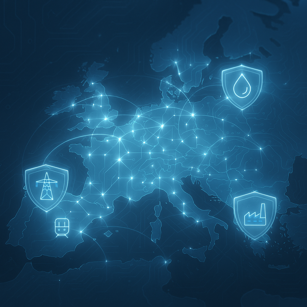 Illustration of Europe's OT cybersecurity challenges and infrastructure networks
